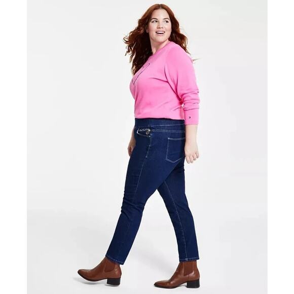 Tommy Hilfiger Jeans Women 18W Plus Blue Denim Flex Gramercy Skinny Pull-On NWT - Picture 3 of 7